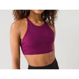 Girlfriend Collective $50 Topanga Halter Sports Bra Crop Top Plum Womens Small N